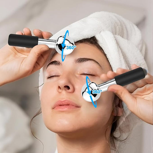CGBE 360 Rotating Ice Globes For Face, Food-Grade Stainless Steel Facial Globes For Cryo Therapy, Smaller Ice Globes For Facials Reduce Wrinkles & Swelling - Black