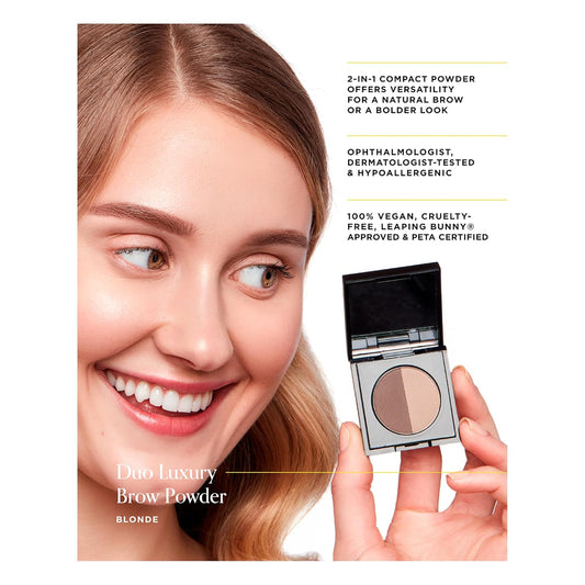 Arches and Halos Duo Luxury Brow Powder - Eyebrow Shaper and Color - Powder Compact with 2 Neutral Shades - Sunny Blonde - 0.1 oz