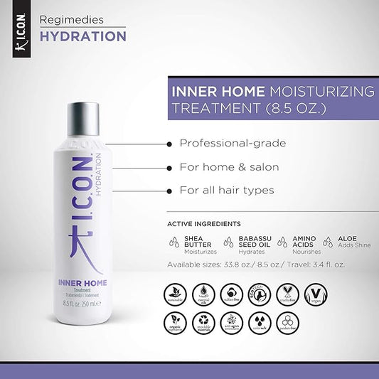 I.C.O.N. Inner Moisturizing Treatment Mask, Rinse-out Cream for Dry, Brittle & Chemically Treated Hair, 8.5 oz