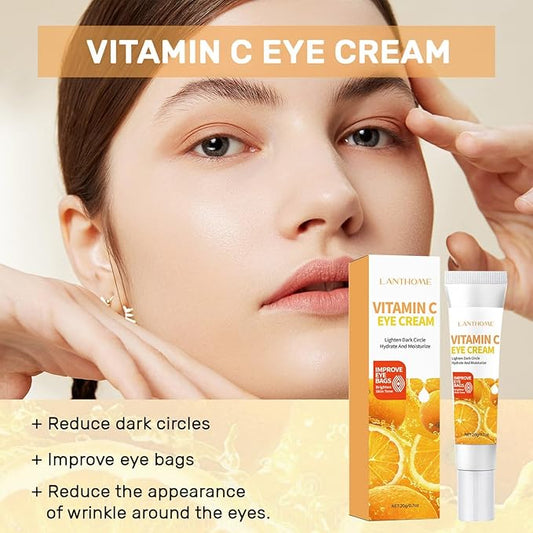 Vitamin C Eye Cream For Dark Circles, Under Eye Cream Anti Wrinkles For Reduce Puffiness And Bags Fine Lines, Wrinkles, Hydrating Eye Lifting Skin Care Anti Aging Eye Cream(0.7 FL.Oz)
