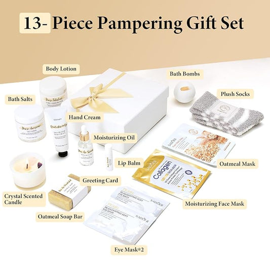 Spa Gifts for Women 13Pcs Mothers Day Gifts Happy Birthday Gift Baskets, Christmas Relaxing Home SPA Kit Bath Set Self Care Package Thank You Box for Mom Her Sister Teacher Friends Friendship