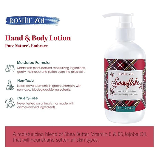 Christmas Hand & Body Lotion with Moisturizing Shea Butter for All Skin Type- Tartan Checks - Holiday Floral Scent - 236 ML / 8 FL OZ