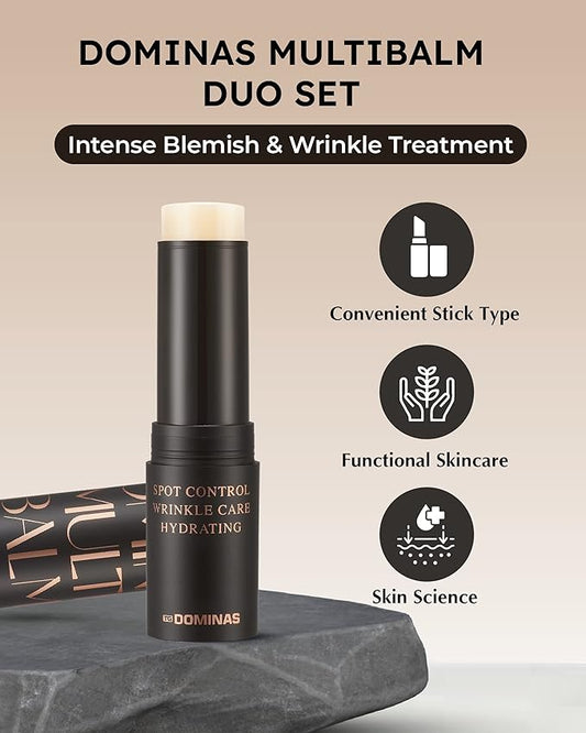 Korean Multi Balms Stick (Pack of 2/0.24 oz*2) Facial Moisturizer, Lip Balm, Eye Cream, Neck Cream for Wrinkles/Fine Lines. CoQ10, Niacinamide & Ceramide | Korean Skin care