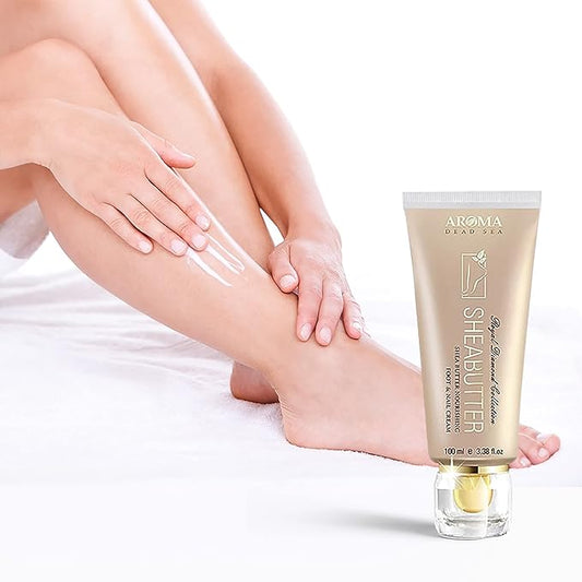 AROMA DEAD SEA Shea Butter Foot And Nail Cream Nourishing And Repair Damaged Skin. Enriched With Tea Tree Oil, Vitamin E And Wheat Germ Oil. Improves Skin Elasticity. (3.5 Fl.oz) (Pack Of 1)