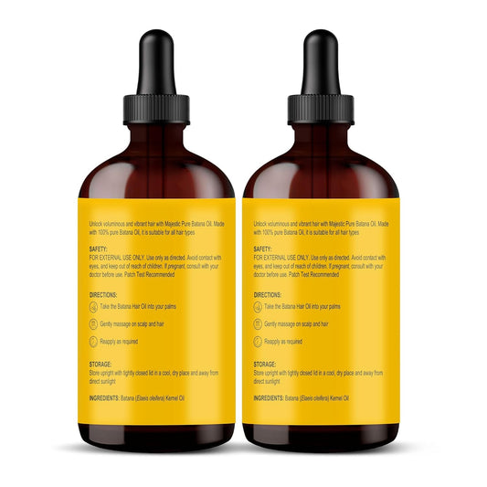 Botanic Hearth 100% Pure Batana Oil for Hair Growth- Weightless(Glass bottle 4 fl oz-Pack of 2) from Honduras|Hair Oil Repairs Dry Damaged Hair, Strengthening, Healthier Hair- Hair Tonic