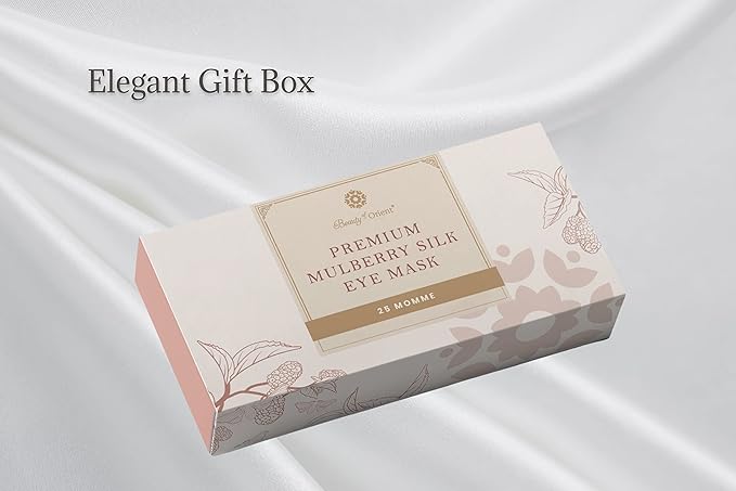 Premium Handcrafted 25 Momme Mulberry Silk Eye Mask for Sleeping (Natural White)