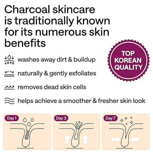 Ultimate Charcoal Skincare Bundle - Korean Charcoal Face Scrub & Peel Off Mask for Women & Men - 14 Exfoliating Scrubs & 1 Face Peel Mask for Blackheads & Pores