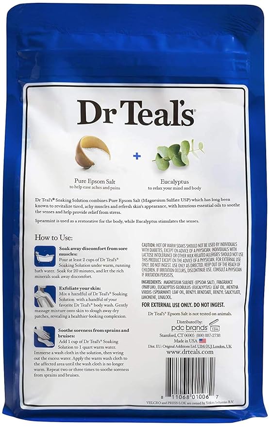Dr Teal's Epsom Salt Bath Soaking Solution Gift Set (Eucalyptus and Lavender 2 Pack, 3lb Each) - Soothe and Sleep & Relax and Relief - Soothe Achy Muscles at Home - Pure Epsom Salts & Essential Oils