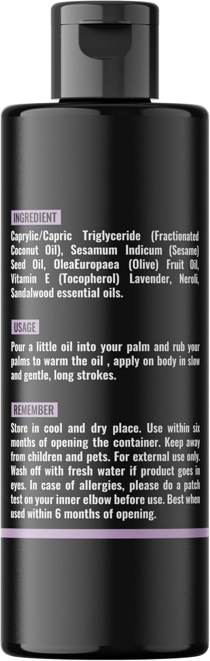 Organic - Lavender Floral Edible Full Body Massage Oil - Relaxing, Calming | No Stain & Non-Sticky |with Fractionated Coconut Oil, Orange Blossom & Lavender Oil - 4.05 Fl Oz