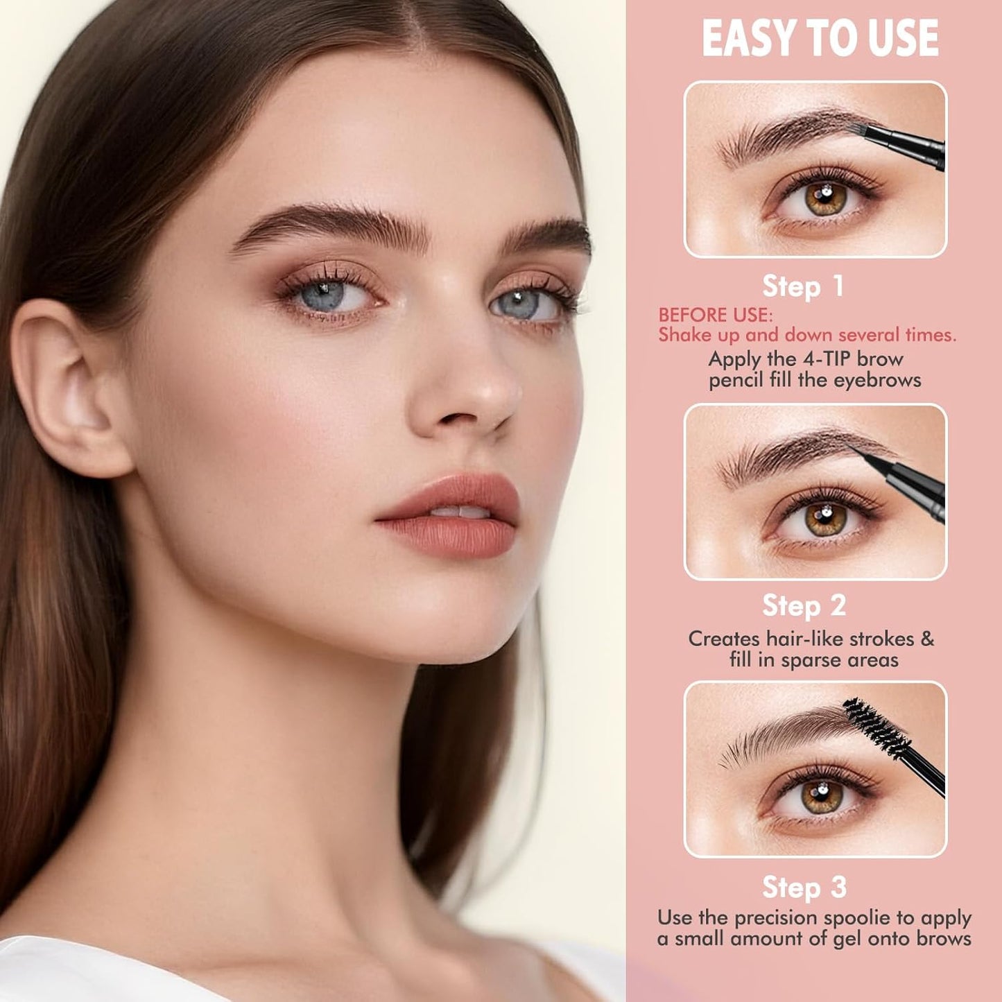 Eyebrow Pen Kit, with Microblading Eyebrow Pen, Eyebrow Gel, Eyeliner, Eyebrow Brush, Eyebrow Pencils for Women, Waterproof, Smudge Proof, Long Lasting Makeup Formula - Blonde