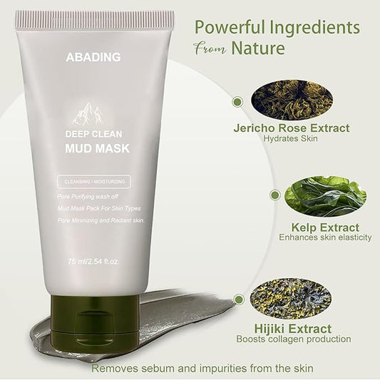 2 PCS Recovery Mud Mask,Gentle Recovery Mud Clay Face Mask,Hydrating and Moisturizing Cleanser Mud Mask for Face, 2.54 fl oz