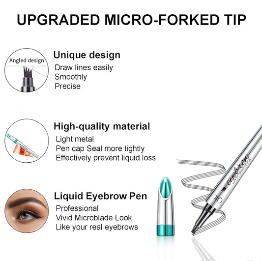 Microblading Eyebrow Pencil, Eyebrow Pen with an Upgrade Micro-Fork Tip Applicator, Waterproof Long-Lasting Microblading Brow Pen, Brow Pencil for Natural Looking Brows Makeup, Reddish Brown, 1Pcs