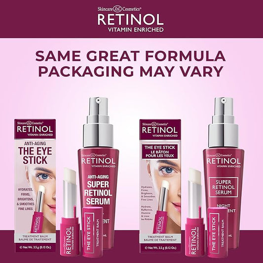 Retinol Anti-Aging Eye Stick – Hydrates, Firms, Brightens, and Smooths Fine Lines 6X Super Serum – Unique, Intensive Formula Accelerates Skin Renewal While You Sleep.