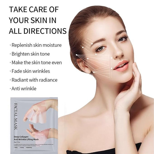 5 Packs Korean Overnight Collagen Face Mask: Glass Skin Face Mask for Deep Moisturizing, Firming, Glowing – Low Molecular Bio Collagen Sleeping Sheet Mask for Glass Glow