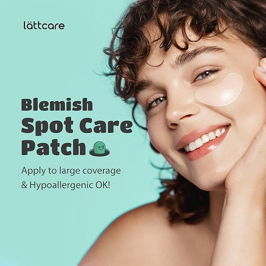 lattcare Blemish Spot Care Patches | Hydrocolloid Acne Patches | Large Spot Cover Treatment for Blemishes and Zit | Vegan, Cruelty Free Patches | Large , Long Two Sizes 39mm & 27mm (12 Count)