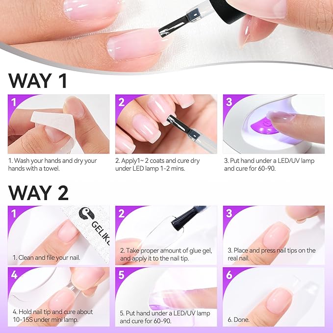 Gelike EC Pro Nail Glue & Strengthener: 6-in-1 Nail Adhesive for Repair - Strengthening & Protein Repair - Perfect for Home & Salon Use