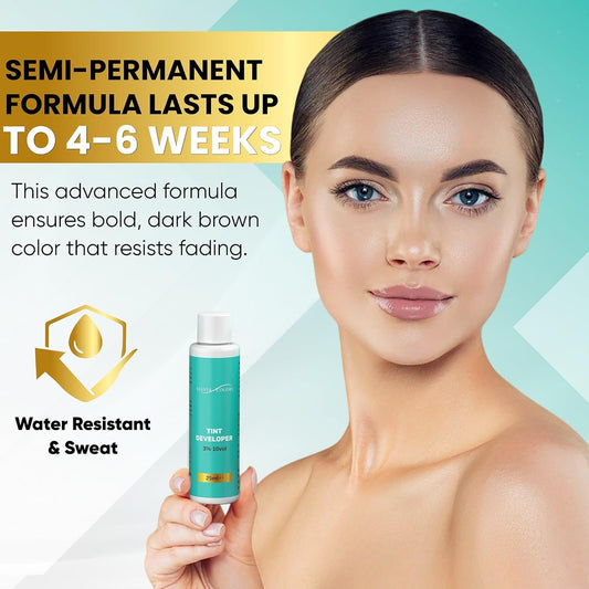 Professional Tint Kit Semi-Permanent 40 Applications Lasts 4-6 Weeks Spot Coloring Set WaterprooF (Light Brown, 25 ML)
