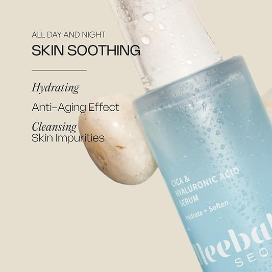 Meebak Cica & Hyaluronic Acid Serum with Vitamin C | Hydrating & Plumping Face Serum | Fine Lines & Dry Skin | Korean Skincare | Suitable for All Skin Types