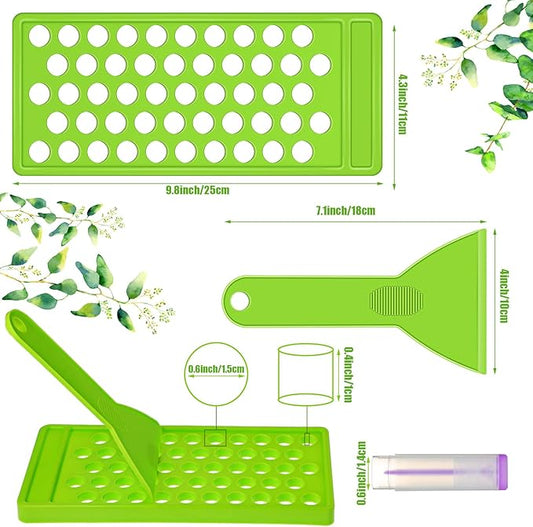Maitys 2 Sets Lip Balm Tray and Spatula Portable Lip Filling Tray and Spatula Set Lip Tube Holder Lip Tubes Lip Balm Containers Lip Gloss Making Kit(Green)
