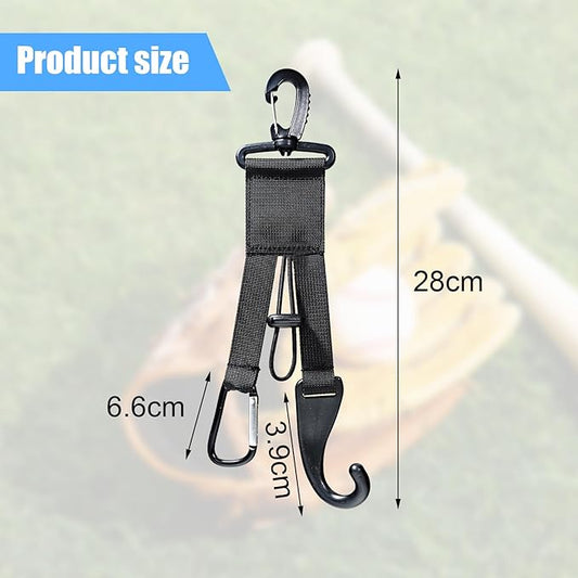 Baseball Softball Gear Hanger Dugout Organizer -Multipurpose Hanging Buckle Metal Hangers for Hold Outdoor Sports Equipment, Camping, Gloves, Helmets, Bats, Water Bottle Holder (Black)