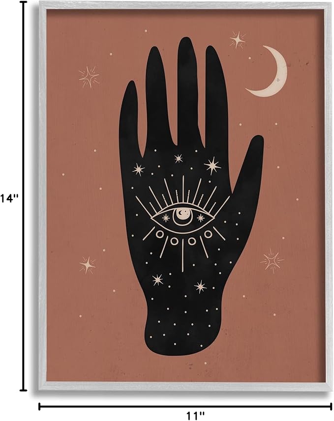 Stupell Industries Celestial Bohemian Chic Hand With Enlightened Eye Tattoo, Design by Nina Blue
