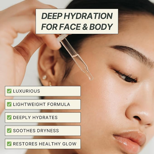 Moisturizing Oil for Face and Body – 100% Plant-Based, Vegan, and Cruelty-Free – Hydrating Blend with Argan Oil, Jojoba Oil, and Sweet Almond Oil – Plastic-Free Packaging – 30ml