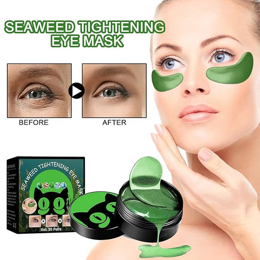 Seaweed Eye Mask, Under Eye Patches with Collagen and Hyaluronic Acid, Seaweed Tightening Eye Mask, Hydrating Green Eye Gel Pads for Puffy Eyes, Wrinkles, Dark Circles and Bags Under Eyes - 30 Pairs