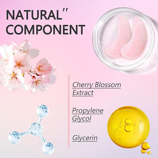 Under Eye Patches -30 Pairs Sakura Essence Eye Mask for Puffy Eyes,Reducing Dark Circles,Anti-Aging & Refreshing, Collagen Eye Mask for Moisturizing,Sakura Pink