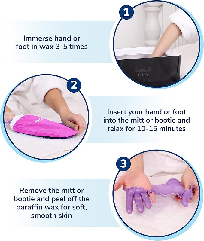 Paraffin Wax Mitts for Hand and Foot, Thick Heat Therapy Insulated Terry Cloth for Paraffin Treatments, Use for Pedicure Foot Spa - Pink