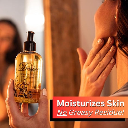 Desire Sensual Massage Oil for Date Night | Best Massage Oil for Couples | All Natural with Sweet Almond, Grapeseed & Jojoba for Smooth Glide & Moisturized Skin 8oz