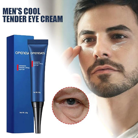 AKARY Awaken Peptide Depuffing Eye Gel, OPENEYES Lifts Firming Eye Tightener, Men's Moisturizing Eye Cream Hydrating Eye Gel Smooths Under Eyes for Dark Circles, Puffiness, Fine Lines, and Bags