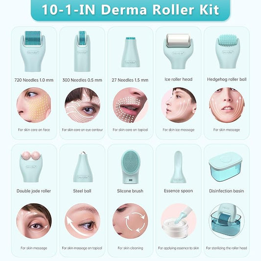 Derma Roller Microneedle Roller for Face,Titanium Beard Roller,Microneedle Roller for Skincare Tools for Women Men 0.25mm