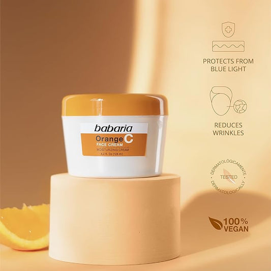 Babaria Vitamin C Face Cream - Brightens Complexion - Improves Elasticity with High Moisturizing Formula - Fades Sun Spots and Discoloration - Protects Against Airborne Pollutants - 4.2 oz