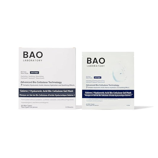 Galene 7 Hyaluronic Acid Bio Cellulose Gel Mask | Intense Hydration & Soothing Effects for Face | Skin Care Face Facial Mask | 100% Vegan, 330 g (6 pairs)