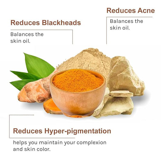 D'SUZA Fuller's Earth Powder, 11 Oz, 0.66 lb, Indian Healing Clay, Bentonite Clay, Natural Face Pack (11 Oz, Multani Mitti & Turmeric Powder)