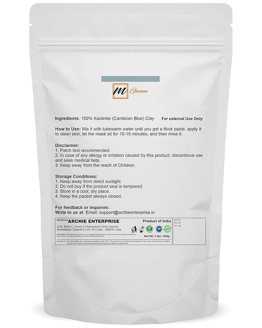 Cambrian Blue Clay 1lbs / 454g for Facial Masks, Creams, Body Wraps, Soft Peels and Scrubs, and Soap Making