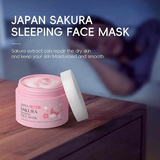 Sleeping Mask Hydrating Gel Mask 2 Packs JAPAN SAKURA Overnight Firming Jelly Face Mask - Deep Moisture & Repair, Non-Sticky, Elastic Skin (25g×2pcs)