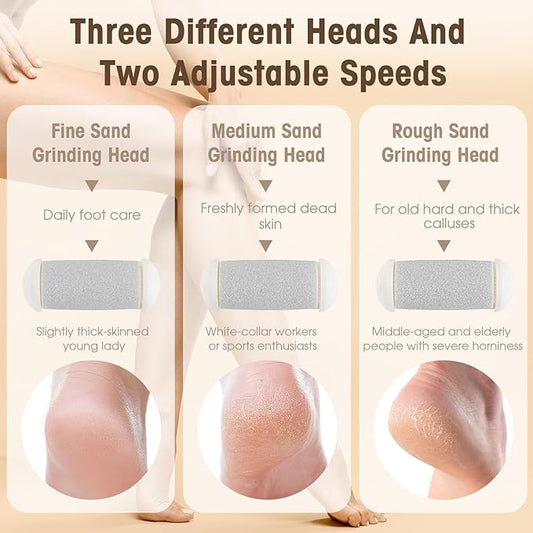 Electric Foot Scrubber File Callus Remover, 17-in-1 Professional Pedicure Kit, Waterproof Cracked Dry Dead Skin Removal for Feet Care, Wider 3 Rollers, 3 Speed, Battery Display