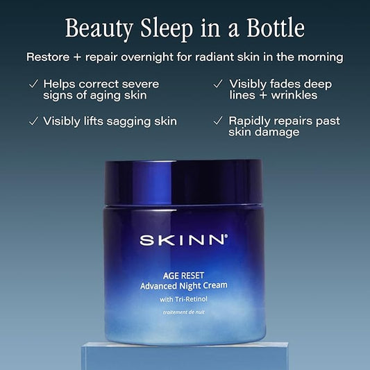 SKINN Advanced Night Cream for Face, 1.7 Fl Oz - Deep Wrinkle Cream for Women & Men for Fine Lines, Uneven Skin Tone & Sagging Skin - Facial Moisturizer Skin Care for Vibrant & Healthy-Looking Skin