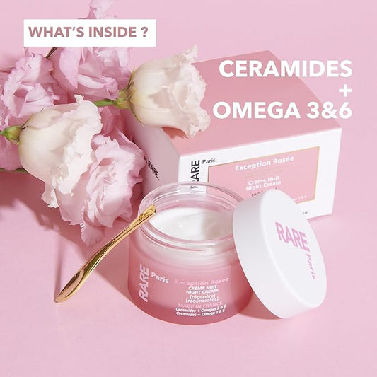 Exception Rosée - Regenerating Night Cream with Ceramides, Omega 3&6 and Immortelle. Protecting, hydrating, regenerating - Made in France