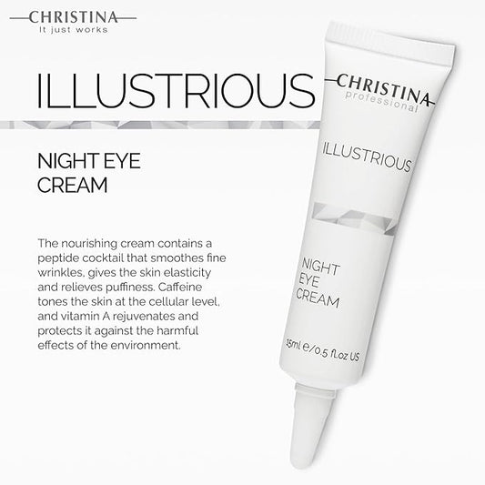 '-CHRISTINA- Illustrious Night Eye Cream with Retinol and Vitamin C | Under Eye Cream Revitalizes, Brightens, Nourishes the Skin | Night Cream for All Skin Types 15ml