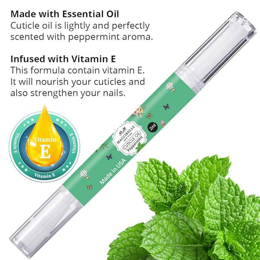 Maccibelle Pure Cuticle & Nail Oil Pen 2ml Heals Dry Cracked Cuticles (Peppermint)
