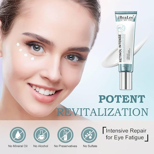 Retinol Eye Cream for Dark Circles & Wrinkles–Brighten & Smooth– Anti-Aging Under Eye Treatment with Retinol & Hyaluronic Acid–Fights Fine Lines, Puffiness & Dark Spots Fragrance– 0.68 fl.oz-BBBB