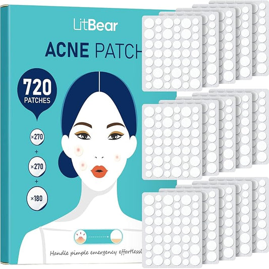 LitBear Pimple Patch Bulk (720 Patches 3 Size) Pimple Patches for Face (5 Sizes, 507Patches)