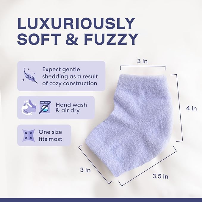Dr. Frederick's Original Moisturizing Fuzzy Heel Socks - 2 Pairs - Cozy Gel-Lined Sleep Socks for Women & Men - Soothes Dry, Cracked Feet - Heel Repair - Lilac Leisure