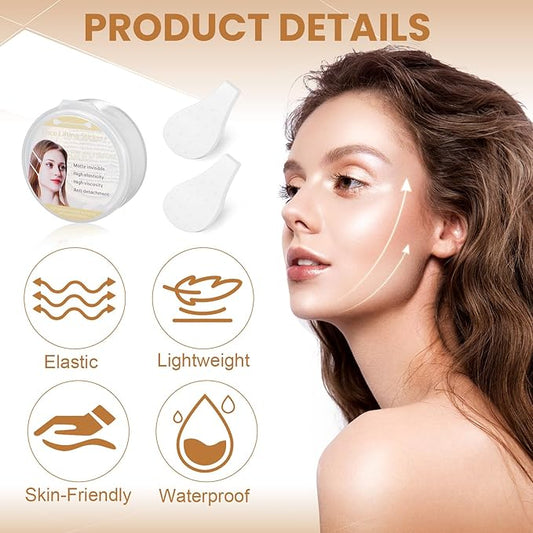 Face Lift Tape Invisible, Instant Face Tape 24Pcs Faces Lift Sticker Ultra-thin Invisible Faces Tapes with Bands, Adhesive Lifting Patch Lifting Band Neck and Eye Lifts Tapes for Women Ladies