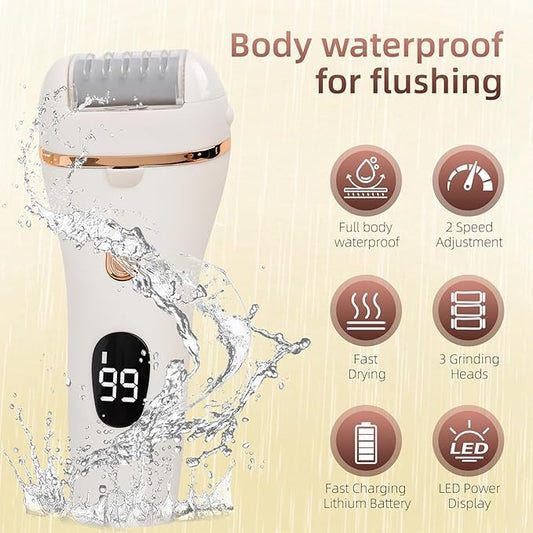 Electric Callus Remover for Feet, 17-in-1 Professional Pedicure Kit, Foot Scrubber Electric Foot File for Hard Cracked Dry Dead Skin, 3 Rollers, 2 Speed, Battery Display