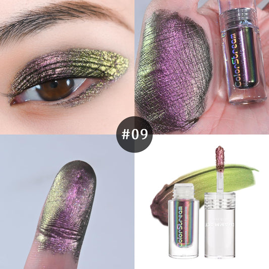 CHARMACY Chameleon Glitter Eyeshadow, Liquid Shimmer Sparkle High Pigment Duochrome Eye Shadow, Longer-Lasting With No Creasing Eye Cosmetics, 1.6g (#09