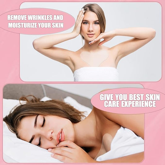 Chest Wrinkle Pads Set Of 2 Decollete Silicone Anti Wrinkle Chest Pads Reusable Anti Age Premium treatment Chest Wrinkle Patches Self Adhesive Pads For Collagen And Skin Tone Repair