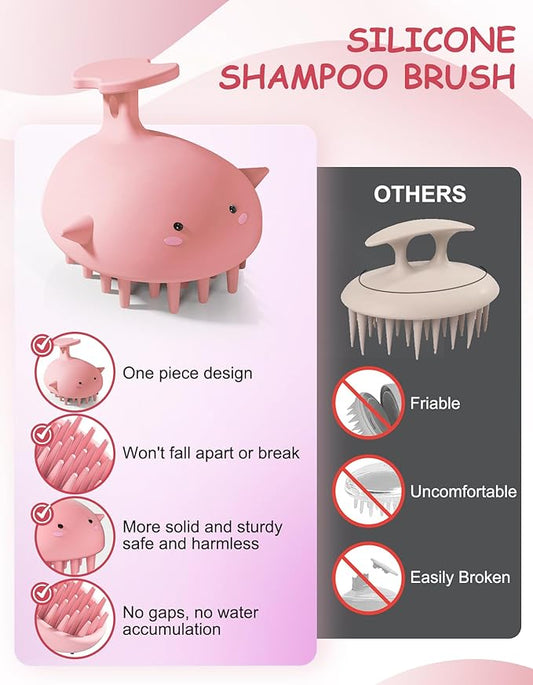Scalp Massager Hair Growth Shampoo Brush, Silicone Scalp Scrubber Shower Scalp Brush for Hair, Head Massager Scalp Exfoliator for Dandruff Removal, Wet Dry Scalp Massage Tool for Hair Care, Pink
